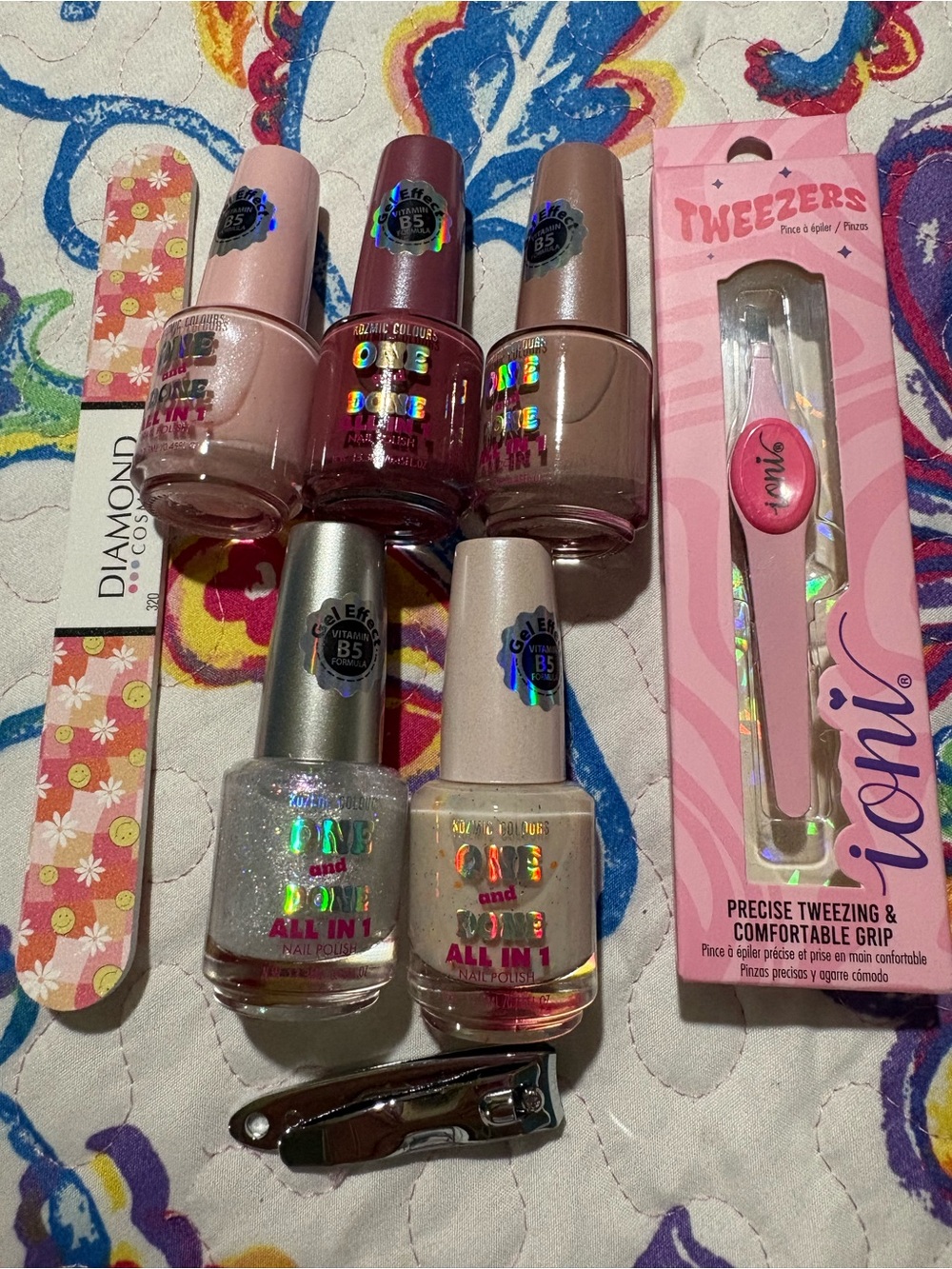 Nail Care Set - Pink, Nude, Burgundy, Silver, Cream